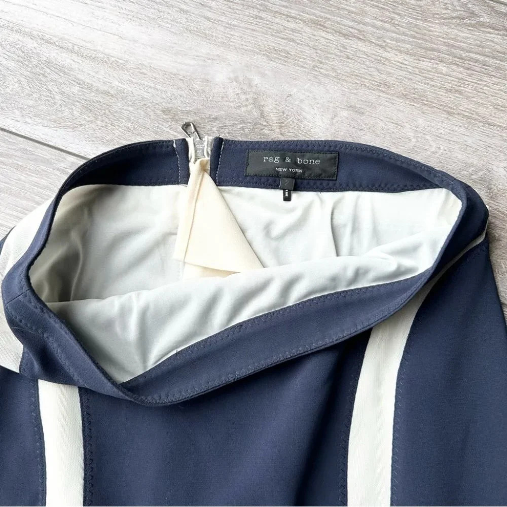 Rag & Bone Navy Ivory Contrasting Colour Midi Skirt - Picture 3 of 11